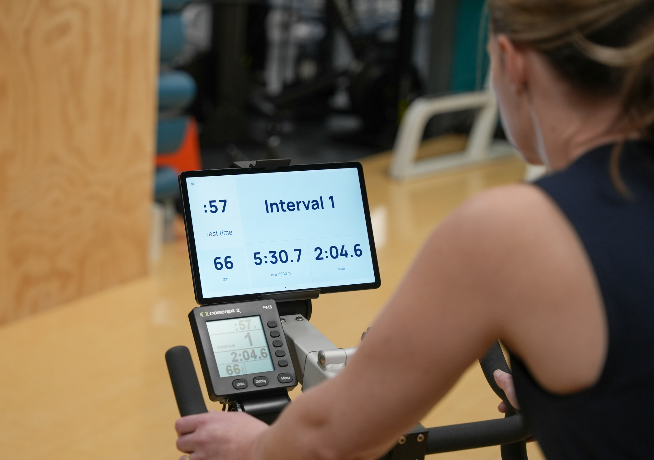 ErgData showing the large data display