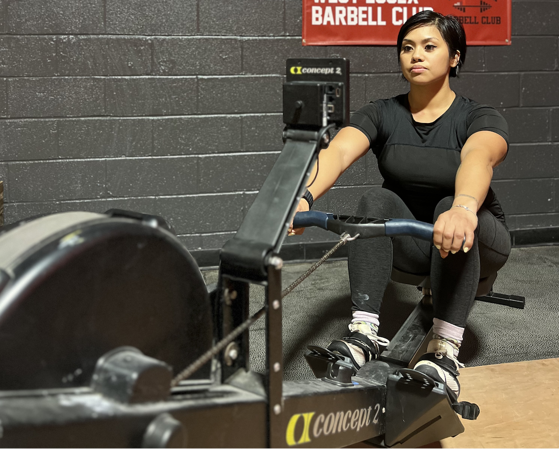 Jo on Concept2 Rowing Machine