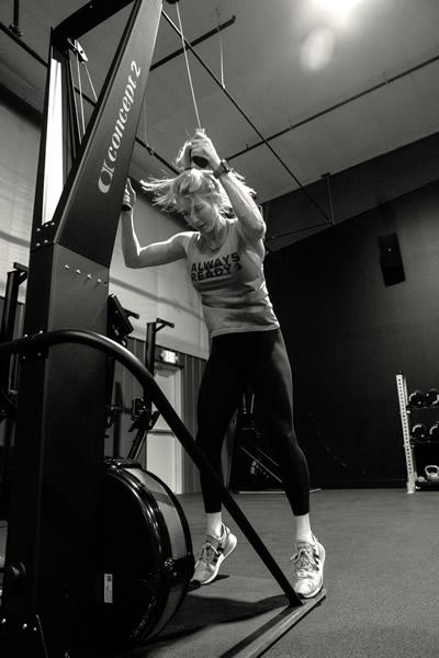 MTNTOUGH athlete using a Concept2 SkiErg